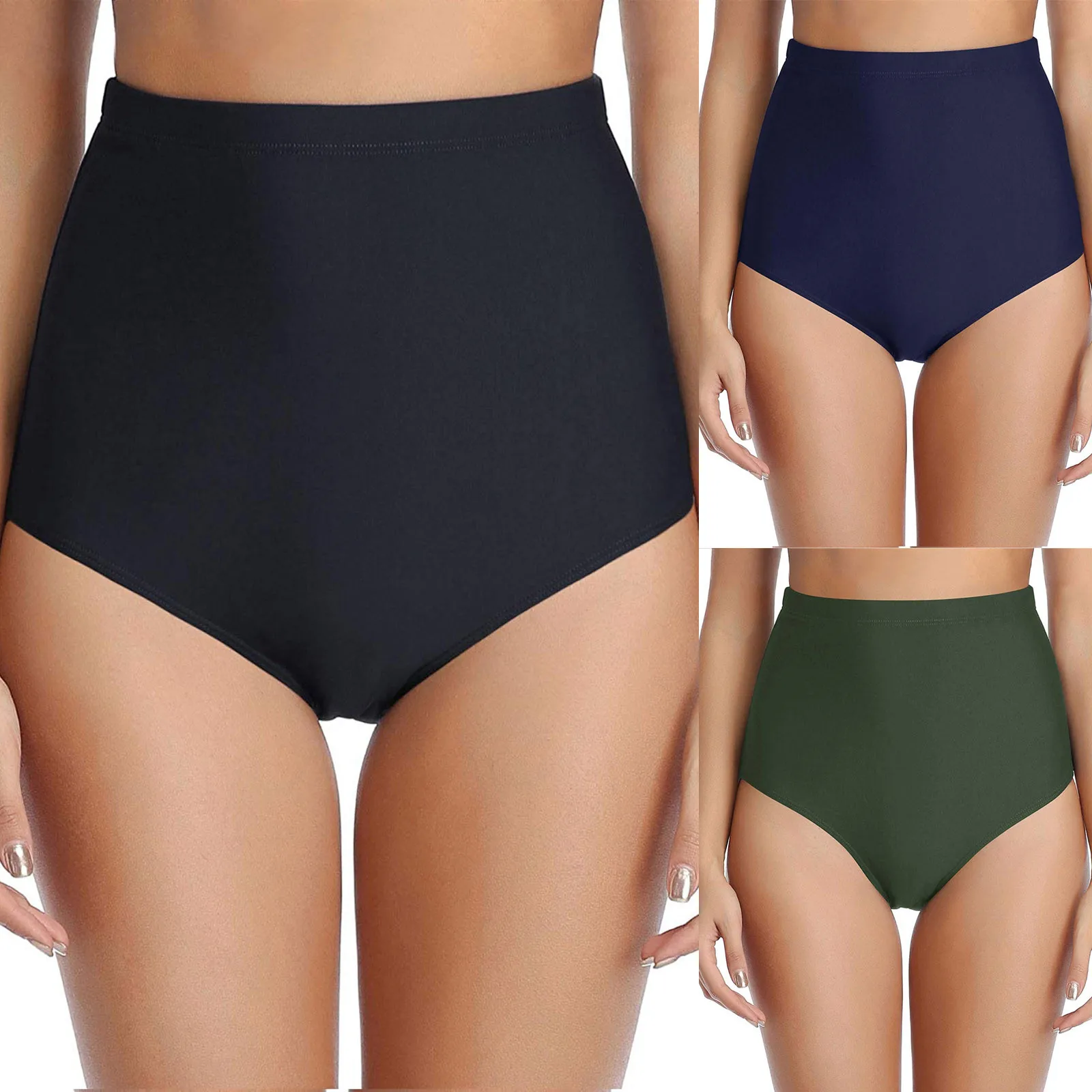 Top Trends: New High Waist Bikini Shorts Plus Size Women Swimwear Pants Sexy Bathing Suit Solid Color New Women Swimming Bikini Bottoms 2022 Shoppable Styles