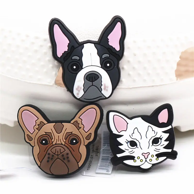 Top Trends: Novely Single Sale Animals Style Shoe Charms Accessories Cute Bulldog Cat Garden Shoe Decoration For Kids X-mas Gifts Shoppable Styles