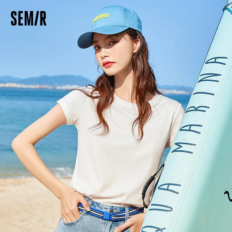 Top Trends: SEMIR T-Shirts Women Short Sleeve Cotton White Bottoming T Shirt Woman Half-Sleeved Tops Solid Trend O Neck Solid Summer Shoppable Styles