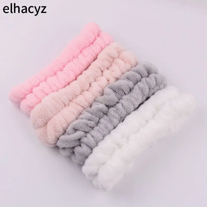 Top Trends: Chic Solid Coral Fleece Soft Elastic Spa Facial Hairband Girls Wash Face Head Wear Makeup Headband 2024 Women Hair Accessories Shoppable Styles