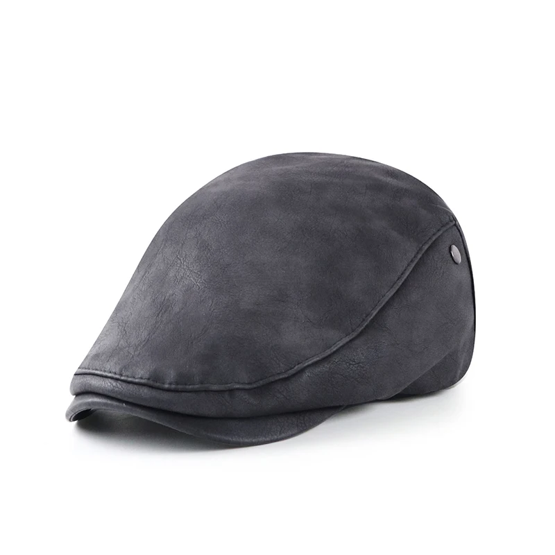 Top Trends: Berets 2021 PU Leather Newsboy Cap Winter Berets Male Warm Visors Cap Fashion Letter Snapback Caps For Men Bone Gorras Casquett Shoppable Styles - Image 4