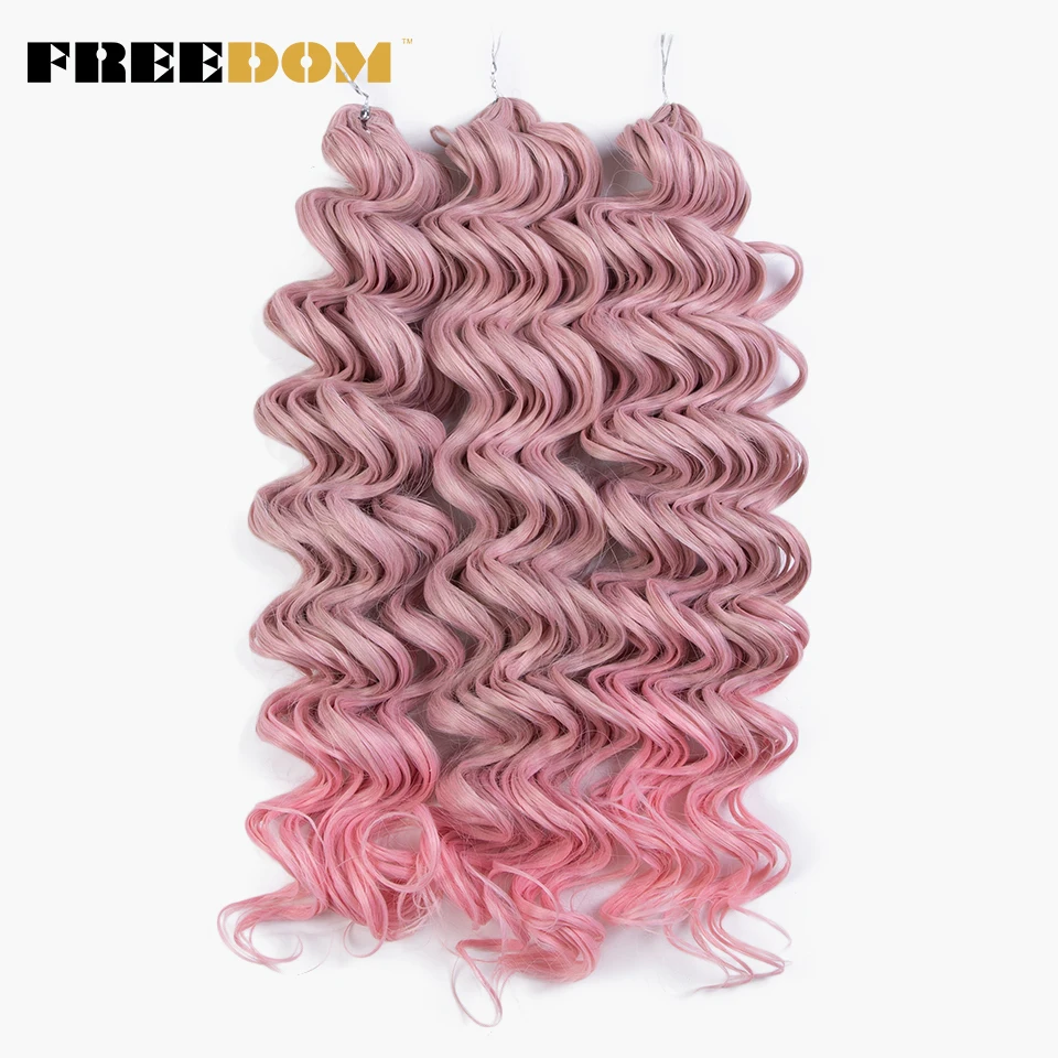 Top Trends: FREEDOM Deep Wave Twist Crochet Hair Synthetic Deep Curly Crochet Braiding Hair Ombre Blonde Pink Hair Extensions For Women Shoppable Styles