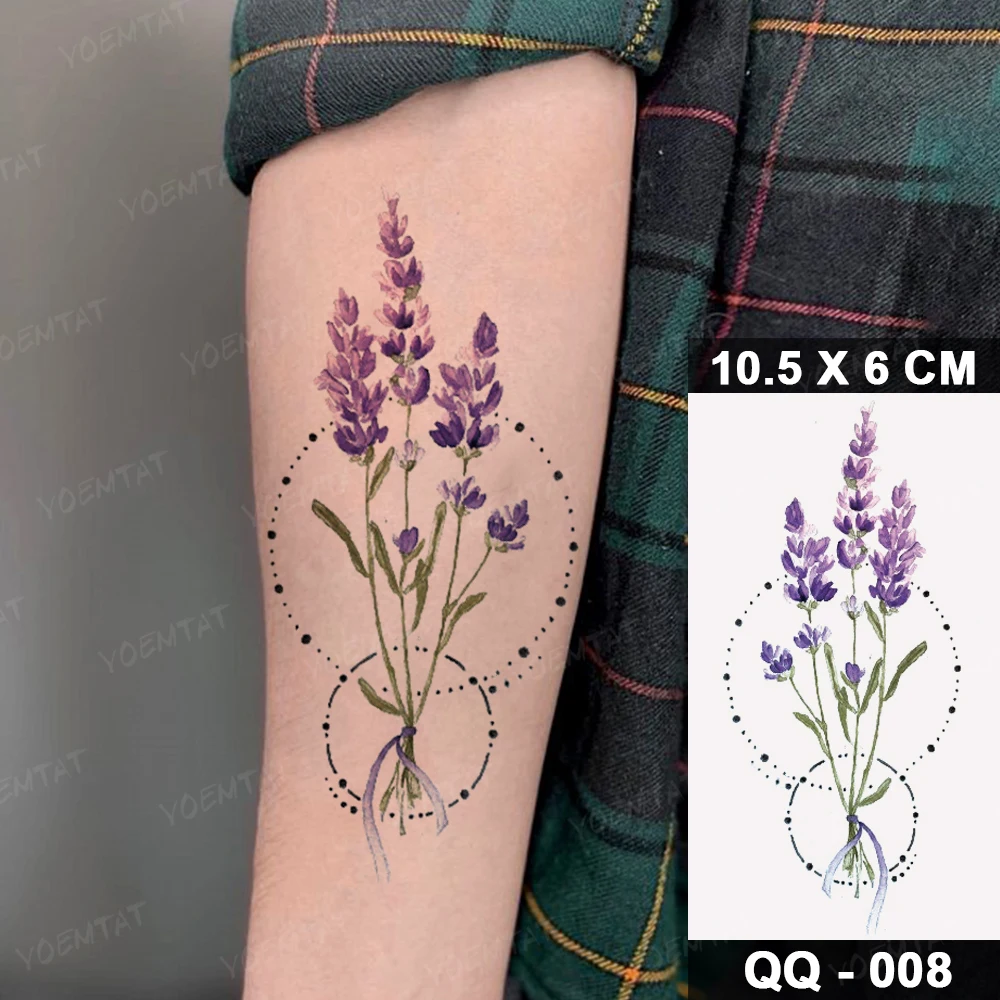 Top Trends: Waterproof Temporary Tattoo Sticker 3D Watercolor Realistic Lavender Daisy Flower Tatto Women Men Child Kids Ankle Fake Tattoos Shoppable Styles - Image 3