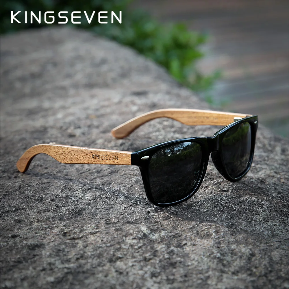 Top Trends: KINGSEVEN New Black Walnut Sunglasses Wood Polarized Sunglasses Men's Glasses Handmade UV400 Protection Eyewear Retro Wooden Box Shoppable Styles