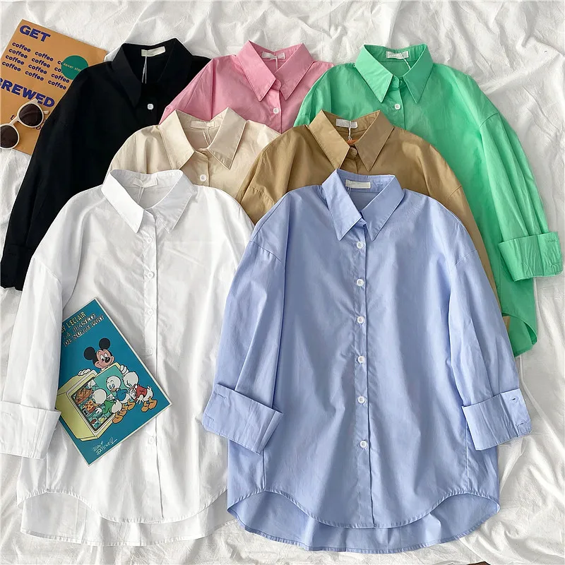 Top Trends: Korean Women Shirts White Shirt Women Long Sleeve Shirts Tops Office Lady Basic Shirt Blouses Woman Blouse NS4883 Shoppable Styles