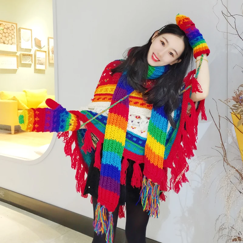 Top Trends: TIYIHAILEY 2022 New Fashion Long All-match Scarf Winter Warm Long Rainbow Colorful Hand Made Wool Tassels Scarf Shoppable Styles - Image 4