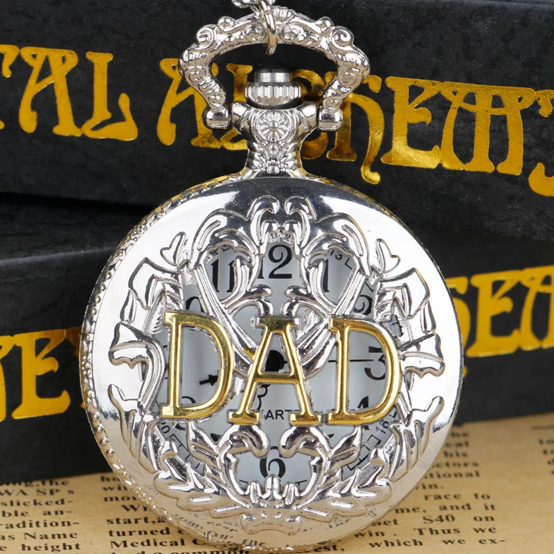 Top Trends: Steampunk Silver Hollow Dad Quartz Pocket Watches Fob Chain Pendant Necklace Men Father Best Gifts Shoppable Styles