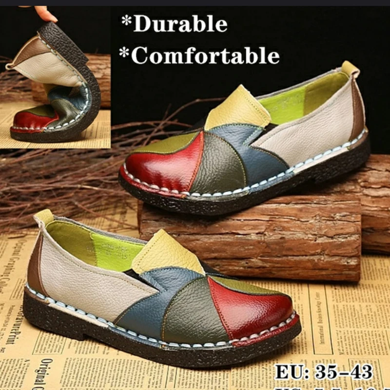 Top Trends: Women Leather Loafers Slip On Sewing Flat Shoes Platform Ladies Patchwork Fashion Casual Female Comfort Shoes PU Leather Flats Shoppable Styles