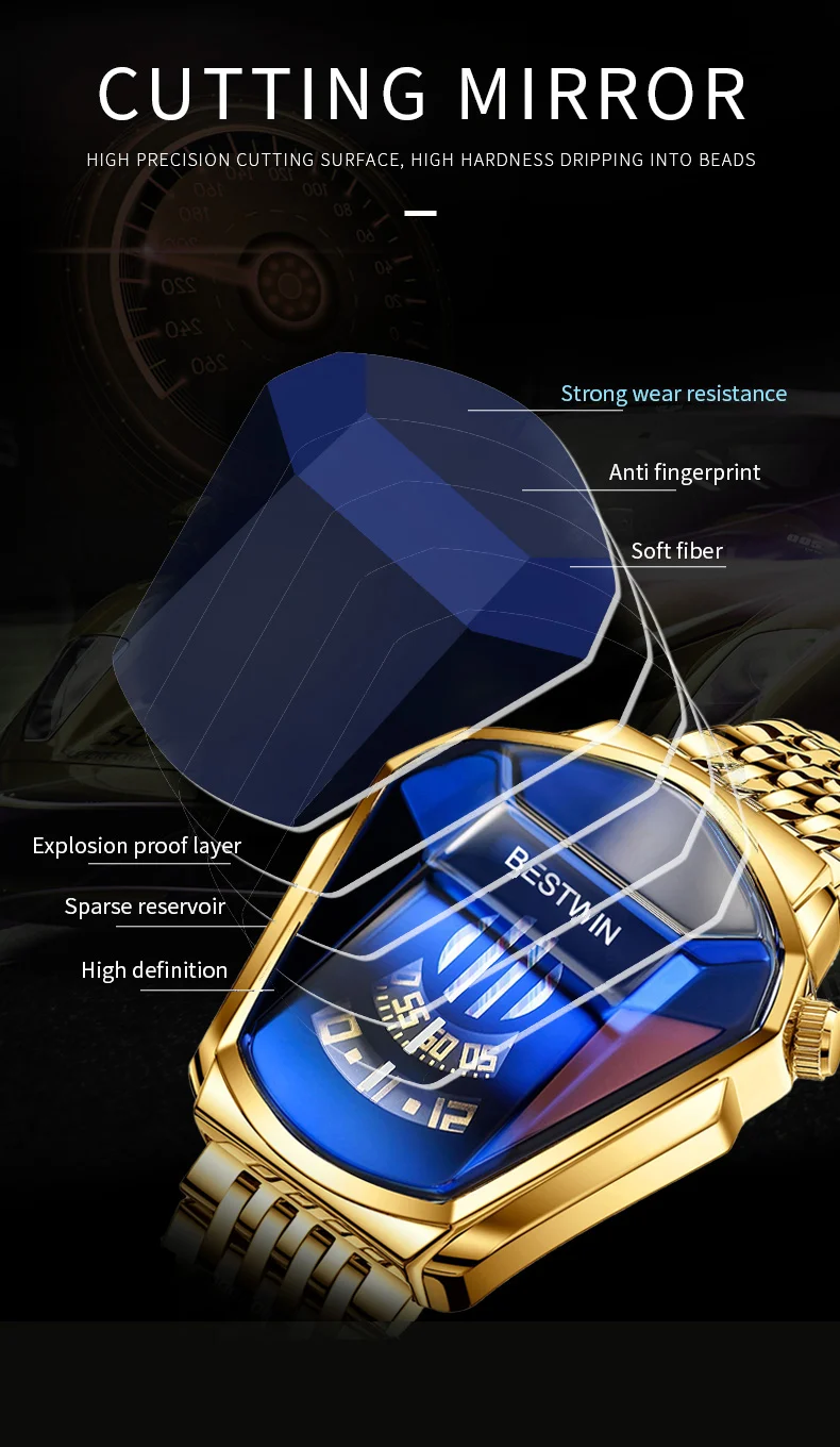 Top Trends: 2021 BESTWIN Luxury Brand Sport Military Watch Men Gold Stainless Steel Quartz Waterproof Wrist Watches Clock Relogio Masculino Shoppable Styles - Image 5