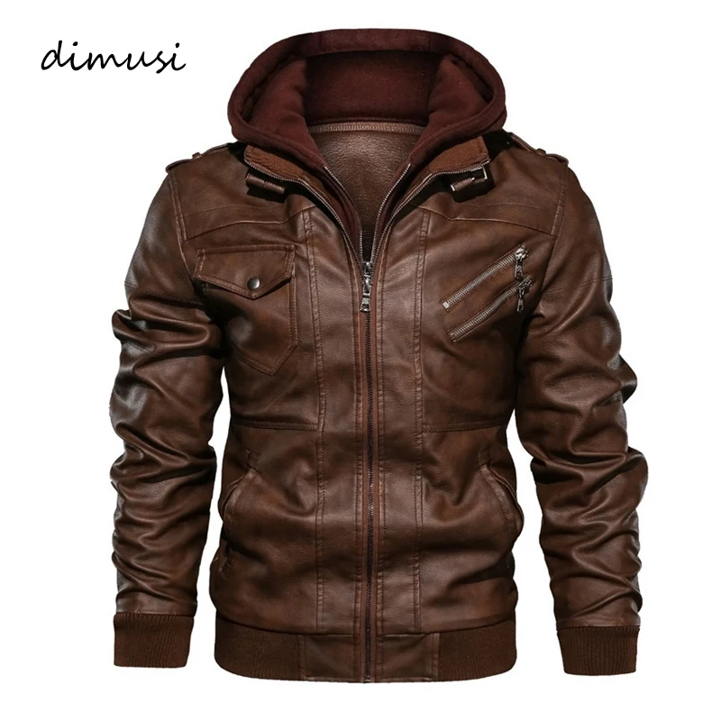 Top Trends: DIMUSI Winter Men&#039;s PU Leather Jacket Casual Man Motorcycle Leather Hooded Coats Male Slim Fit Business Leather Jackets Clothing Shoppable Styles