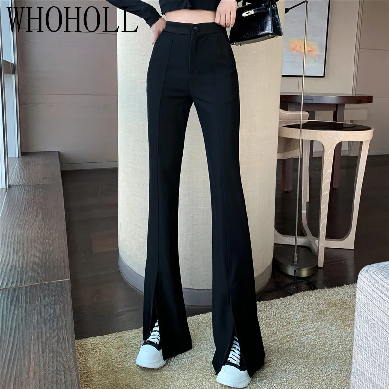 Top Trends: High Waist Pants Women Trousers Casual Office Lady Front Slit Elastic Waist Pencil Trousers Sexy Ladies Skinny Pants Workwear Shoppable Styles