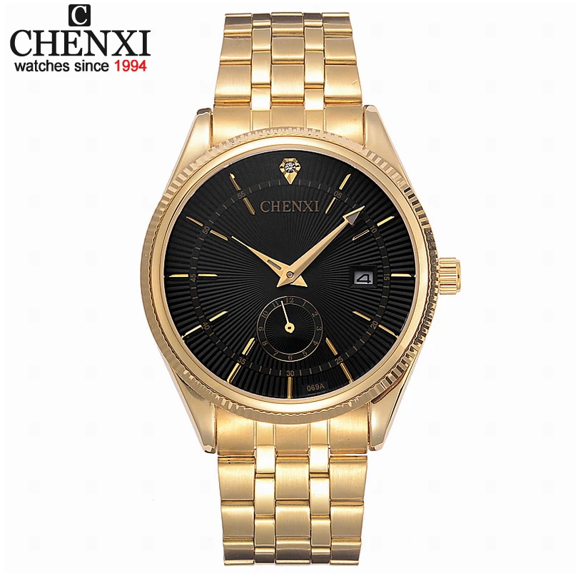 Top Trends: CHENXI Gold Watch Men Watches Top Brand Luxury Famous Wristwatch Male Clock Golden Quartz Wrist Watch Calendar Relogio Masculino Shoppable Styles