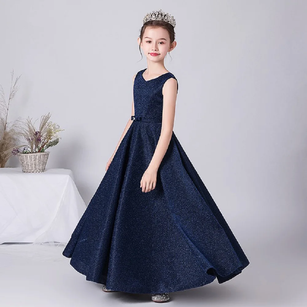 Top Trends: Dideyttawl O-Neck Bow Stain Formal Gowns Birthday Party Dress For Kids Floor-Length Flower Girl Dresses For Wedding Shoppable Styles