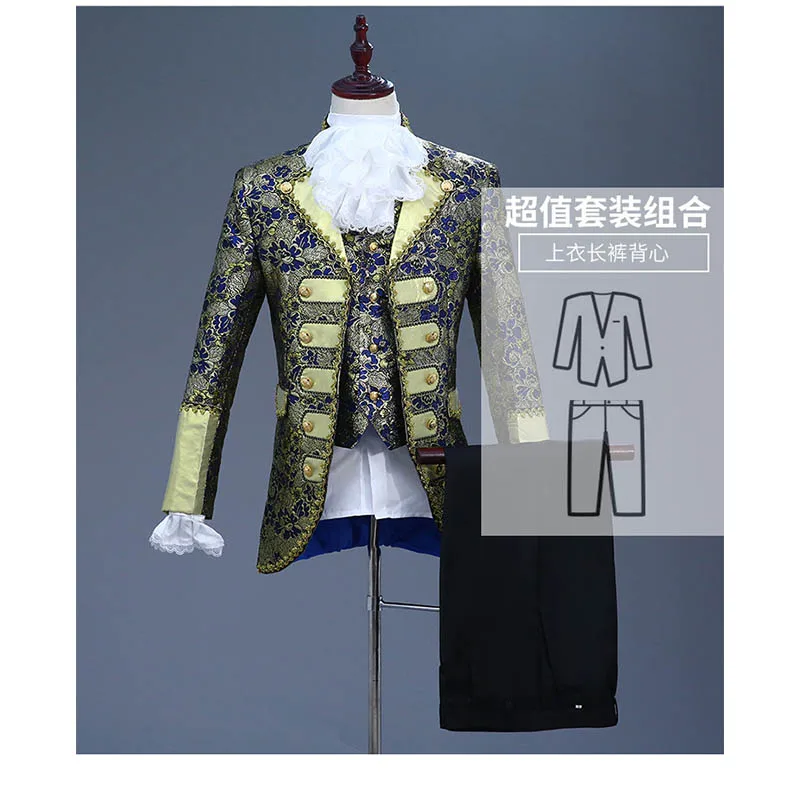 Top Trends: XS-XL Halloween Costumes Adult Boys Plus Size King Prince Renaissance Medieval Men Cosplay Party Costume Coat Pants Tie Full Set Shoppable Styles - Image 2