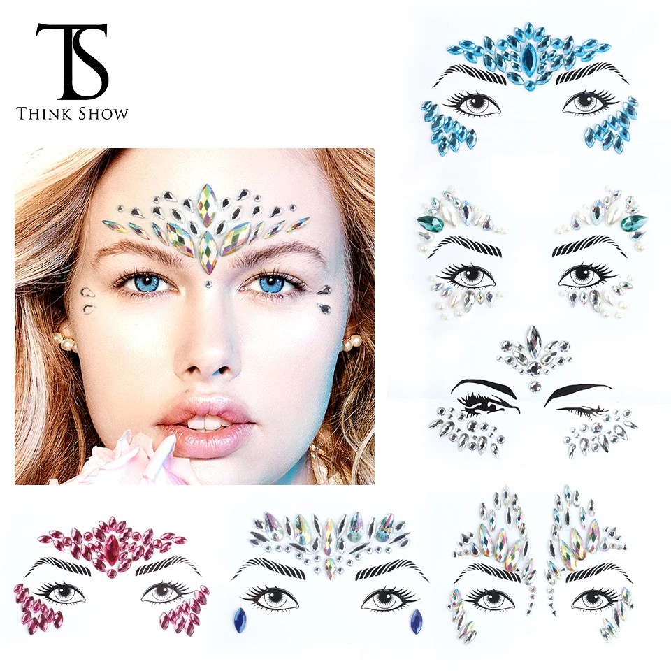 Top Trends: 3D Sexy Face Tattoo Stickers Shiny Face Decoration Glitter Fake Tattoo Rhinestones Trendy Acrylic Drill Temporary Tattoo Sticker Shoppable Styles