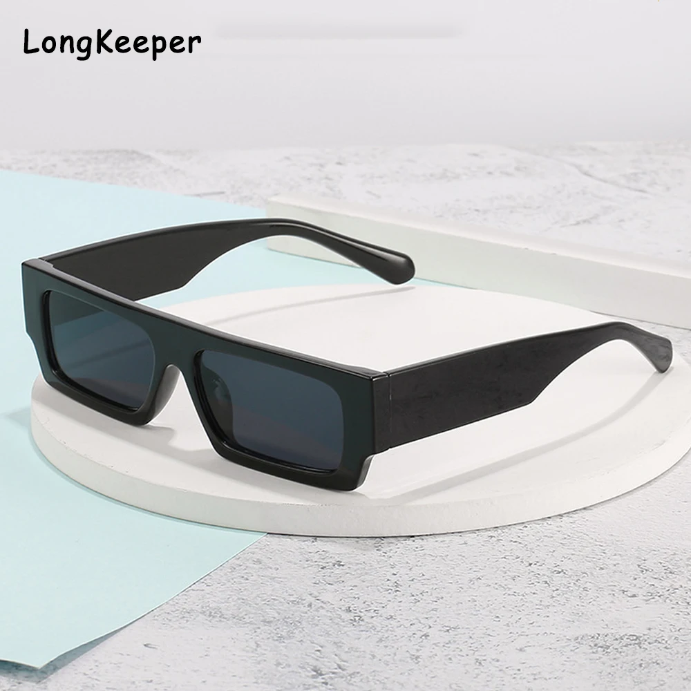 Top Trends: Small Rectangle Women Sun Glasses Brand Men UV Shades Retro Square Black Sunglasses 2021 Luxury Glasses White Decoration Eyewear Shoppable Styles