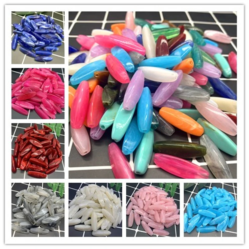 Top Trends: 20pcs / lot 28x9mm Acrylic Spacer Beads 3 Sides Beads Large Hole Beads For DIY Jewelry Necklace Making Shoppable Styles