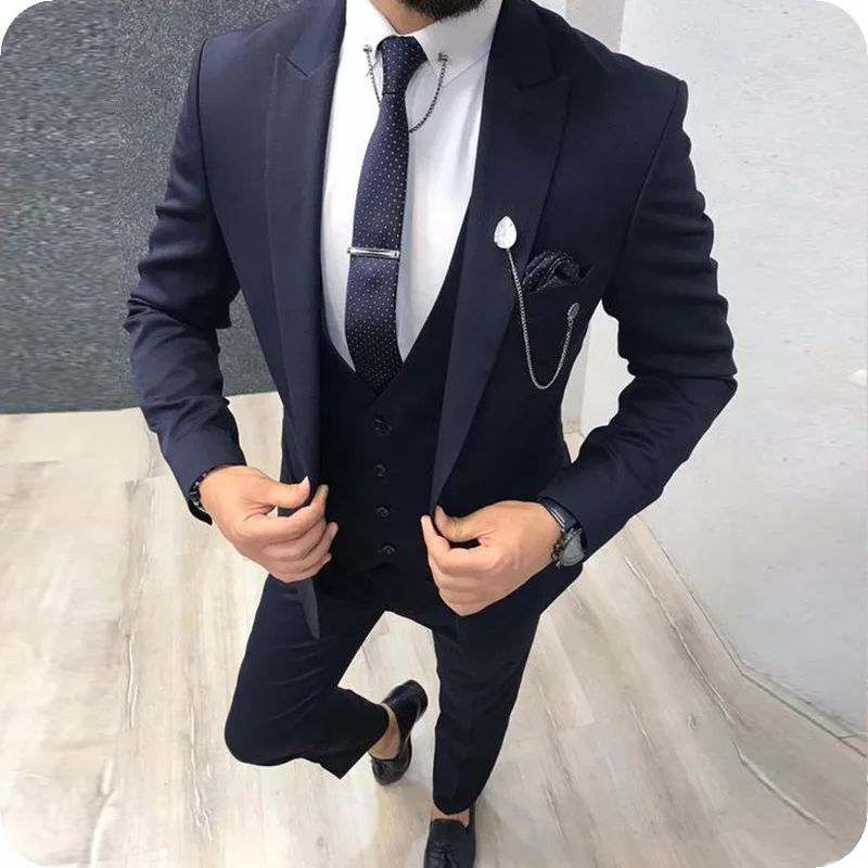 Top Trends: Custom Made Black Men Suits Men Wedding Suits For ManTuxedos Groom Peaked Lapel Velvet Vest Coat Pants Terno Blazer Masculino Shoppable Styles - Image 2