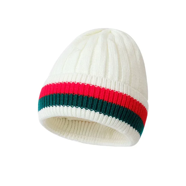 Top Trends: 2020 Winter Autumn Thicken Beanie Hat Women Stripe Knitted Woolen Warm Cotton Brand Couple Women's Knit Hats Skullies Beanies Shoppable Styles - Image 3