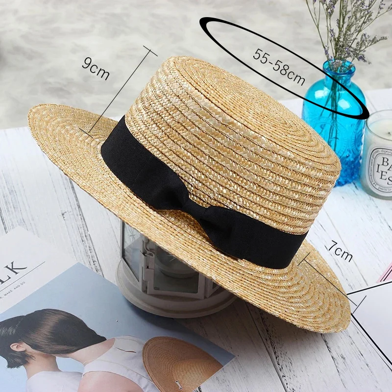 Top Trends: New Summer Women's Boater Beach Hat Wide Side Female Casual Panama Hat Lady Classic Flat Bowknot Straw Sun Hat Women Fedora Hat Shoppable Styles - Image 2