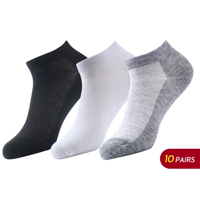 Top Trends: 20 Pieces=10 Pairs / lot Men Socks Mesh Breathable Short Casual Socks Summer Cotton Sports Socks Absorb Sweat Ankle Socks Set Meia Shoppable Styles