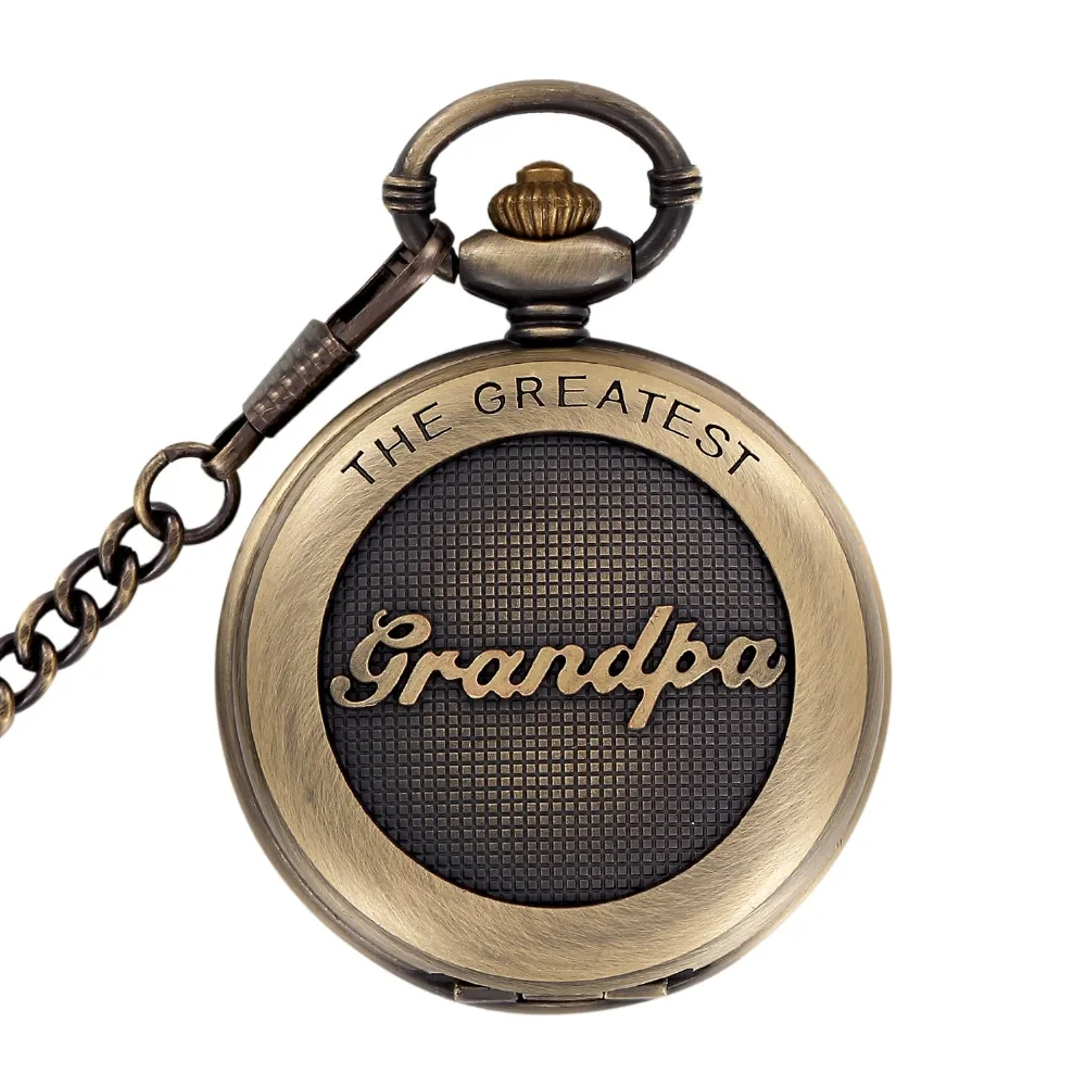 Top Trends: Retro Bronze Dad Pocket Fob Watches THE GREATEST Dad Quartz Vintage Pocket Watch Chain Pendent Men Father&#039;s Gifts Relogio De Bol Shoppable Styles