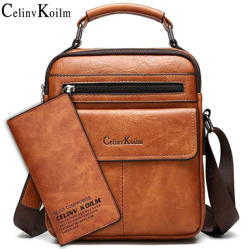 Top Trends: Celinv Koilm Men&#039;s Crossbody Shoulder Bags Big Size Split Leather Handbag Fashion Business Men Messenger Bag Brand For IPad New Shoppable Styles