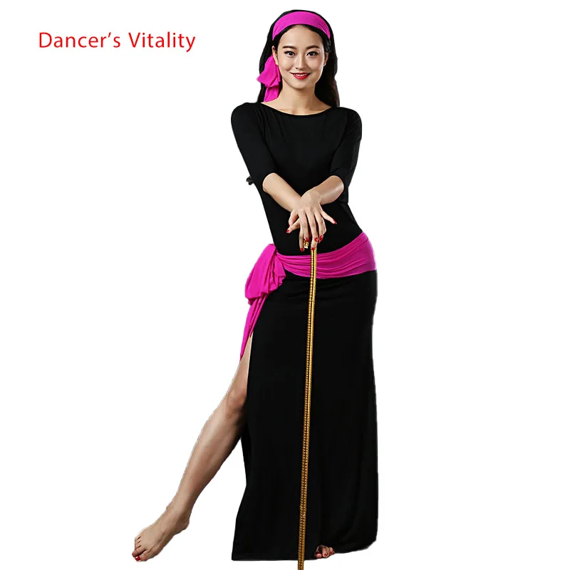 Top Trends: Belly Dance Robe Modal Dress Half Sleeves Performance Clothing Female Adult Elegant Long Skirt Competition Practice Clothes Shoppable Styles