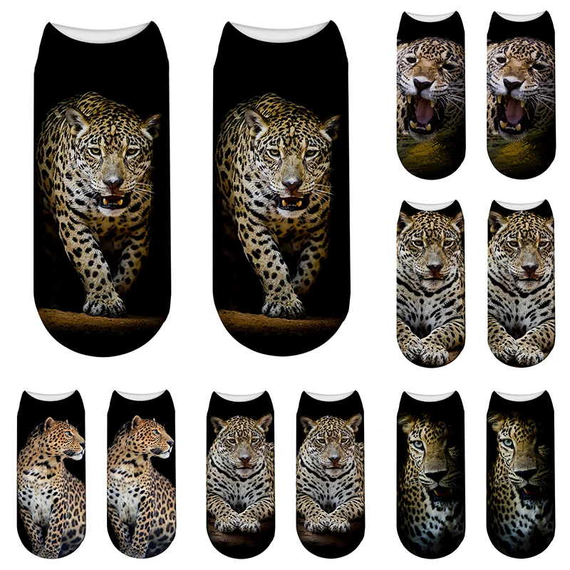 Top Trends: New Low Ankle Socks 3D Printed Animal Leopard Pattern Cotton Socks Sports Cycling Elastic Socks Happy Socks For Female Dropship Shoppable Styles