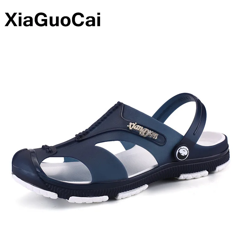 Top Trends: 2021 Summer Men's Slippers Clogs Slip-On Garden Shoes Breathable Man Sandals Plus Size Male Beach Shoes Flip Flops Quick Dry Shoppable Styles