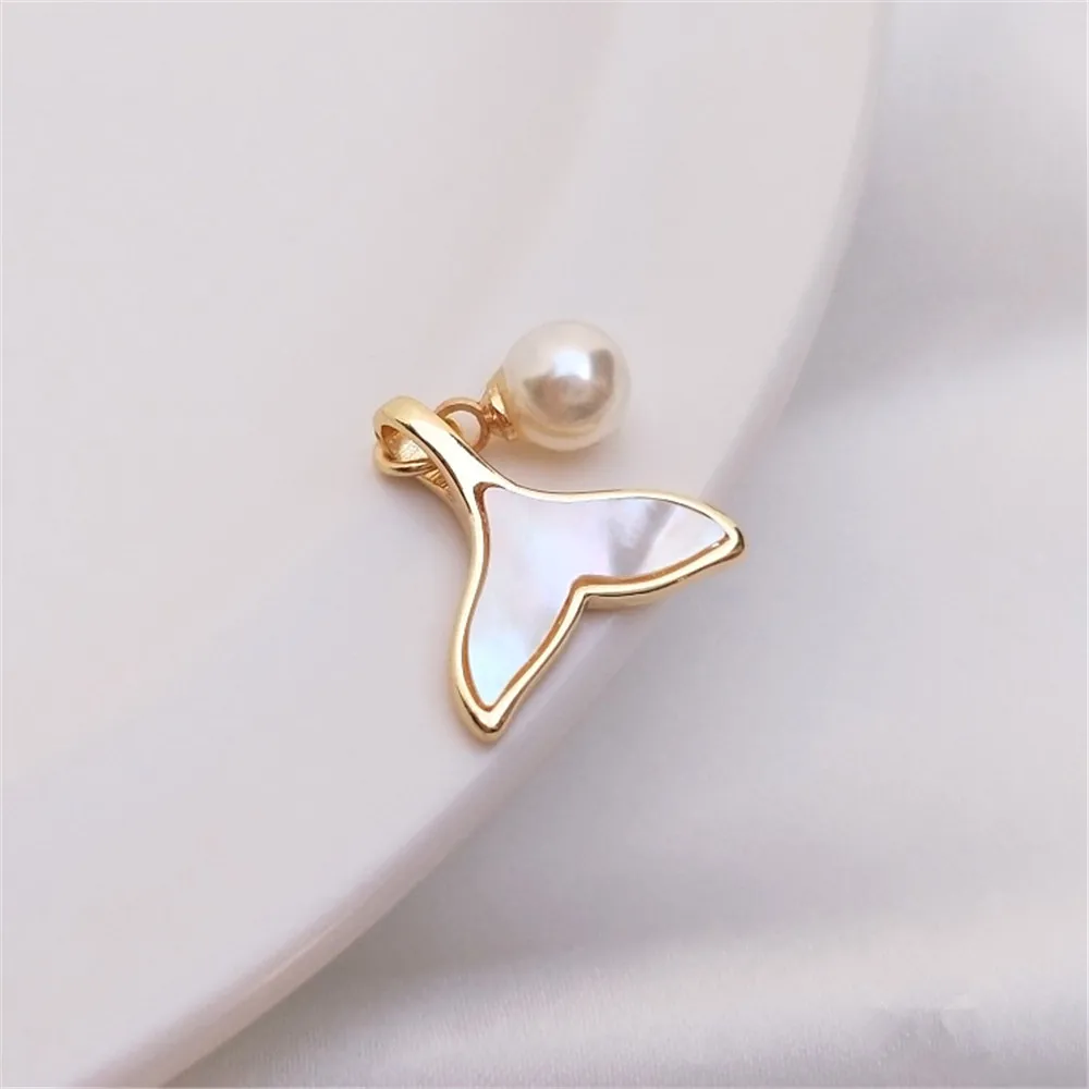 Top Trends: Inlaid With Natural Sea Color Shell 14K Gold Color Shell Whale Tail Bead Pendant DIY Handmade Necklace Accessories Shoppable Styles