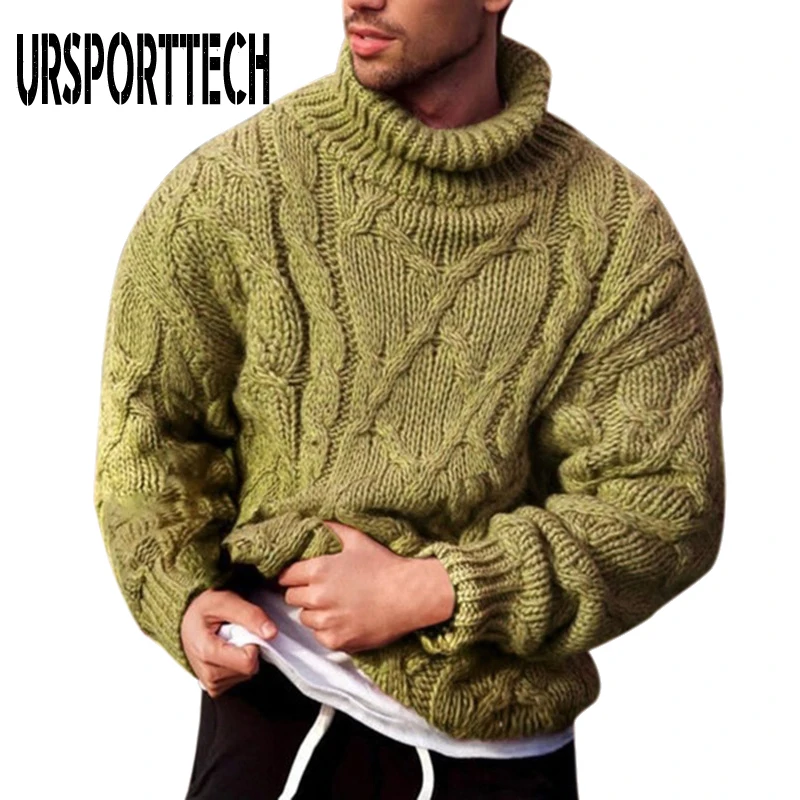 Top Trends: Turtleneck Knitted Pullovers Sweater Men Autumn Winter Oversize Braided Sweater Casual Solid Slim Fit Jumper Knitwear Pull Homme Shoppable Styles