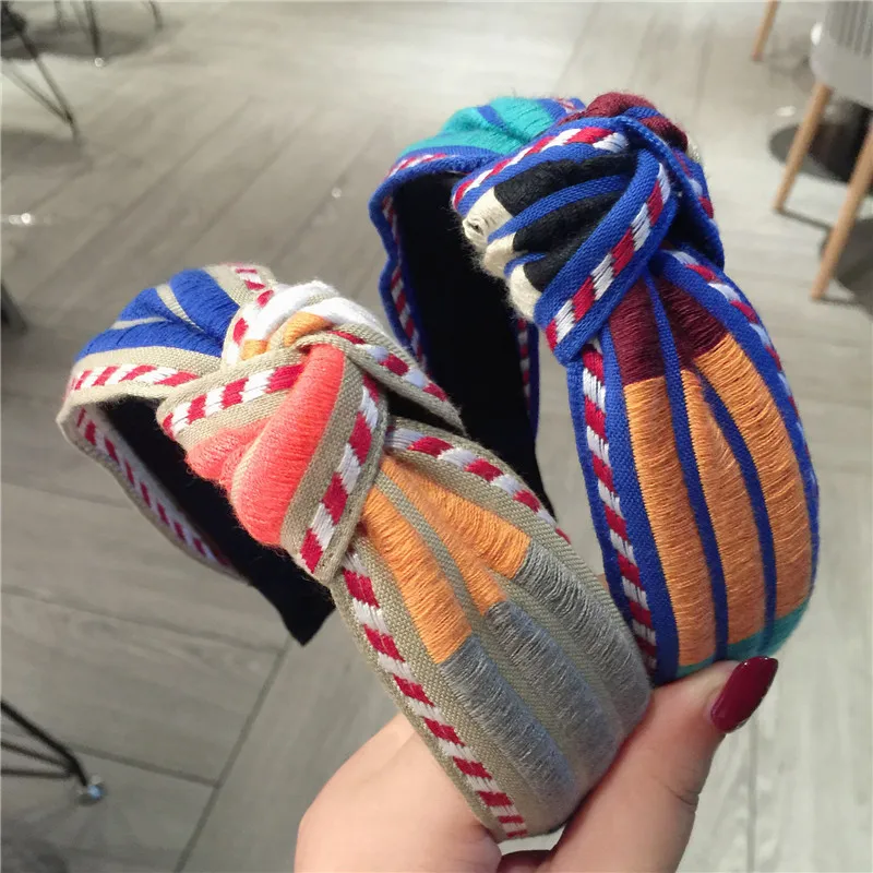 Top Trends: Colorful Embroidery Flower Hairbands For Women Korea Hair Accessories Knot Hair Band Crown Flower Headbands Head Wrap Ms Shoppable Styles