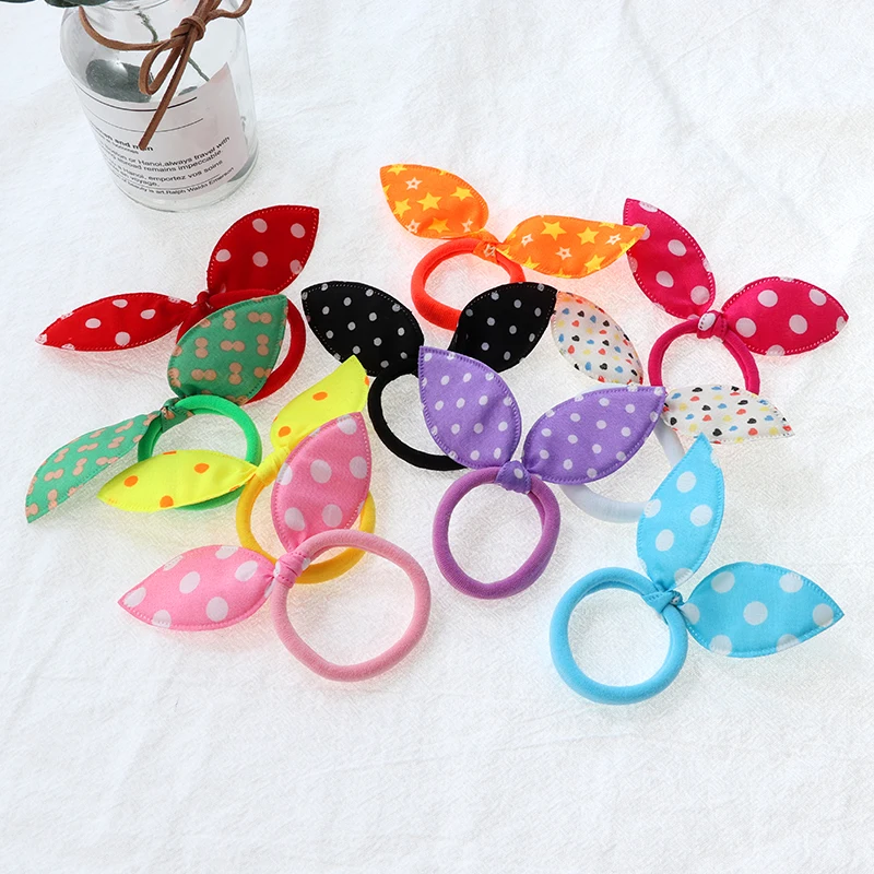 Top Trends: 10Pcs Cute Rabbit Ear Hair Ring Girl Rubber Band Elastic Hair Bands Baby Headwear Korean Children Hair Accessories Ornaments Shoppable Styles - Image 2