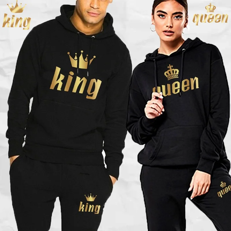 Top Trends: 2022 Newest Printed Long Sleeve Hoodies Set Printed Queen King Couple Sweatshirt Plus Size Hoodies Trend Couple Hoodie Set S-4xl Shoppable Styles