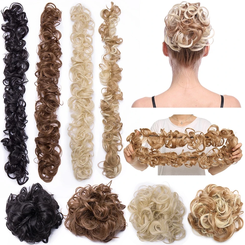 Top Trends: 80cm Synthetic Chignon Messy Scrunchies Elastic Band Hair Bun Straight Updo Hairpiece High Temperture Fiber Natural Fake Hair Shoppable Styles