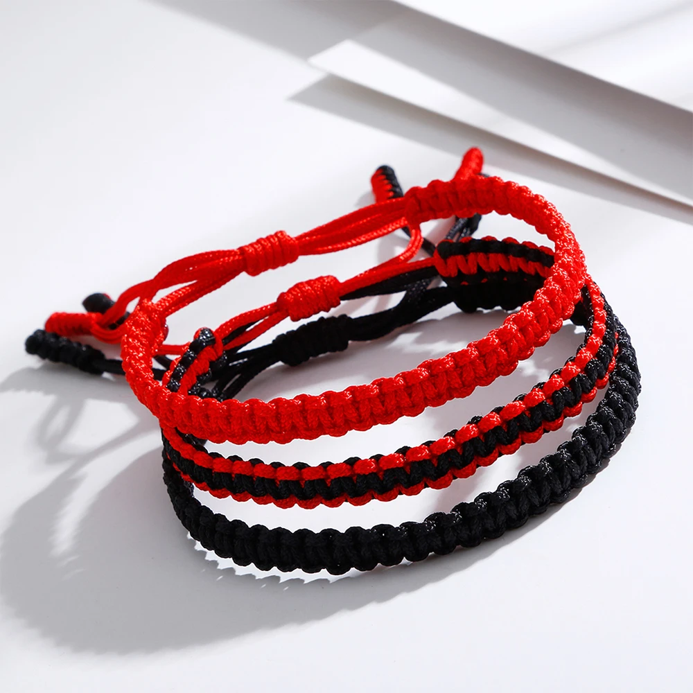 Top Trends: Handmade Tibetan Buddhist Lucky Rope Bracelets Bangles Black &amp; Red Thread Adjustable Knots Bracelet For Women Men Wrist Jewelry Shoppable Styles