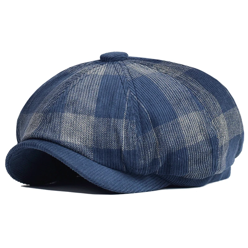 Top Trends: Autumn Winter Plaid Thick Newsboy Hat Corduroy Beret Men Women England Gatsby Retro Hat Driver Flat Cap Shoppable Styles