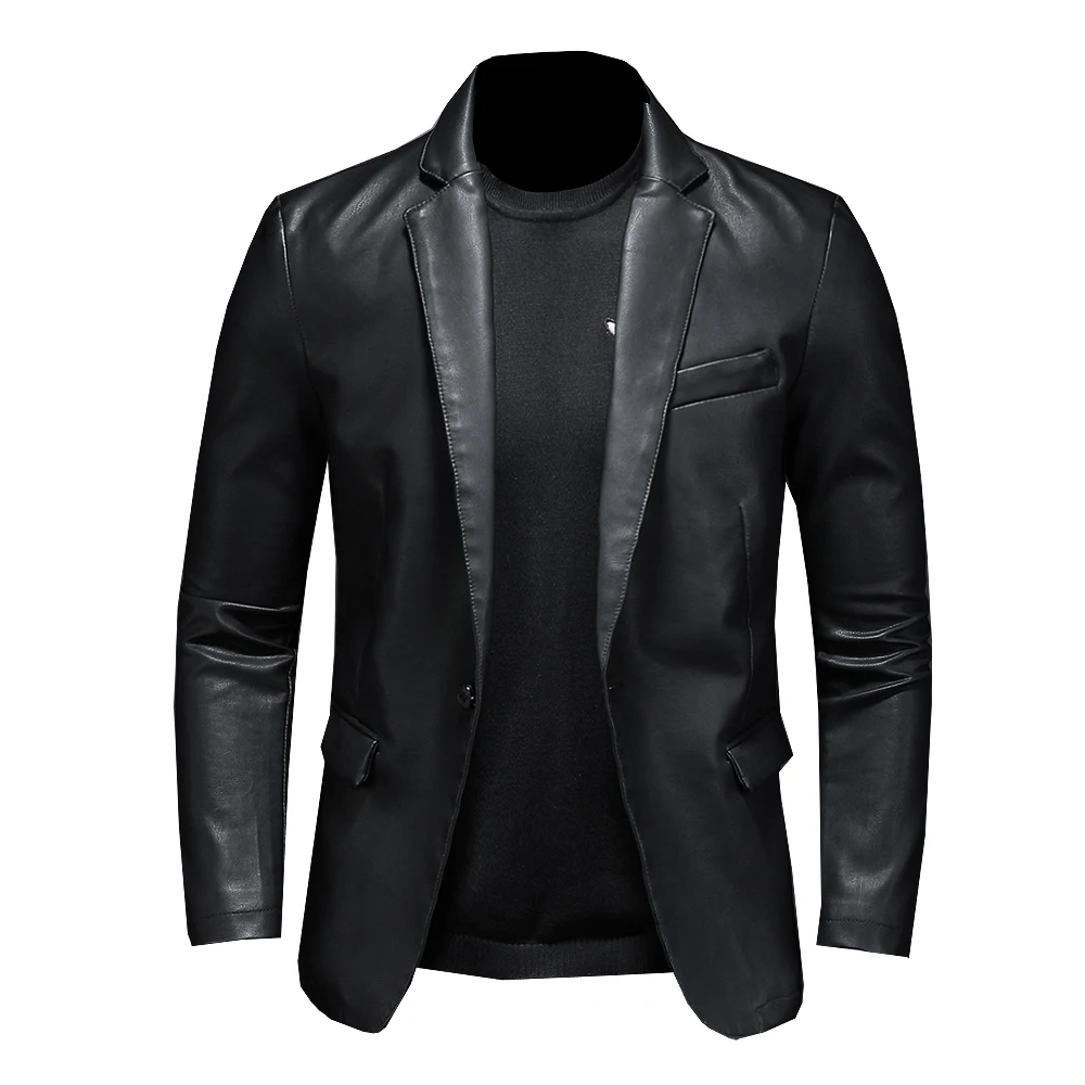 Top Trends: 2023 New Suit Oversized Leather Jacket Business Fashion Men&#039;s Vegan Jacket Men&#039;s Slim Fit PU Leather Jacket Suit For Men S-5XL Shoppable Styles