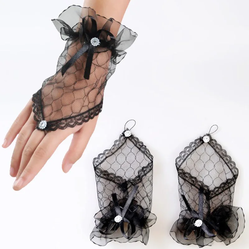 Top Trends: Women UV Sunscreen Gloves Sexy Summer Fingerless Lace Short Bow Gloves For Driving White Black Red Color Bride Bride Mittens Shoppable Styles