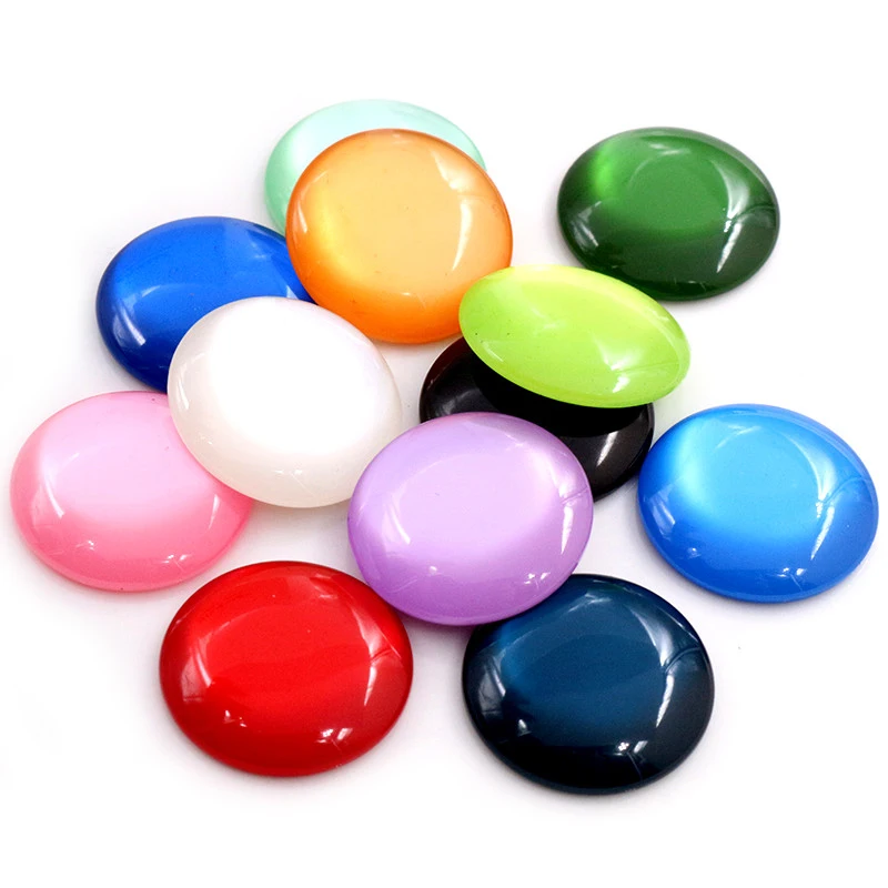 Top Trends: 10pcs / lot 25mm 12 Colors And Mixed Color Flat Back Resin Cabochons Cameo Fit 25mm Cameo Base Domed Jewelry Accessories Supplies Shoppable Styles