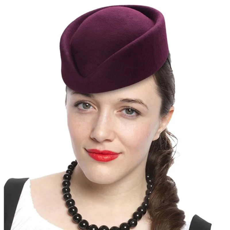 Top Trends: Top Quality Women Wool Felt Beret Hat Teardrop Fancy Stewardess Air Hostesses Pillbox Hat Millinery Fascinator Base Cap Shoppable Styles