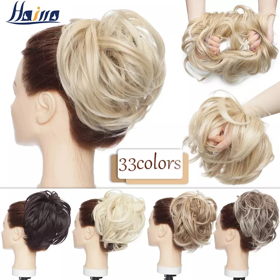 Top Trends: HAIRRO 80g Straight Donut Chignon Hairpieces Synthetic Ombre Elastic Updo Chignon Fluffy Messy Scrunchies Hair Bun For Women Shoppable Styles