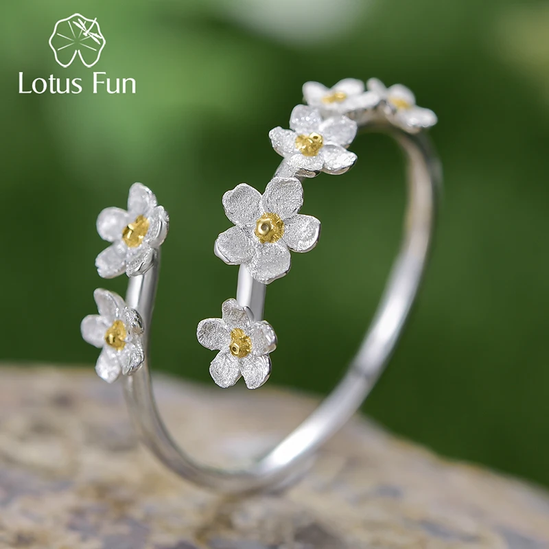 Top Trends: Lotus Fun Delicate Forget-me-not Flower Adjustable Rings For Women Real 925 Sterling Silver Engagement Fine Jewelry Female Gift Shoppable Styles