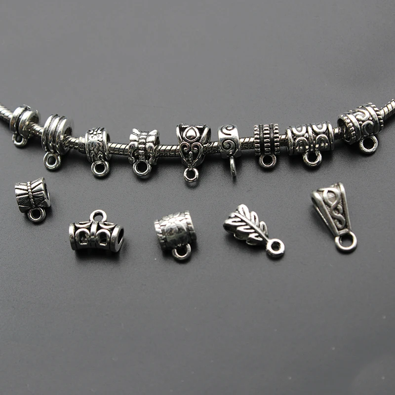 Top Trends: 30pcs Antique Charm Bail Beads Spacer Beads Pendant Clips Pendants Clasps Connectors For Bracelet Necklace Jewelry Making Shoppable Styles