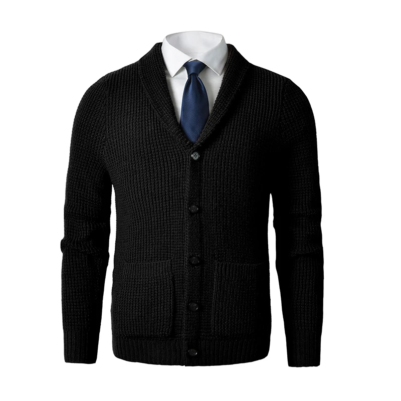 Top Trends: Men's Shawl Collar Cardigan Sweater Slim Fit Cable Knit Button Up Merino Wool Sweater With Pockets Shoppable Styles - Image 3