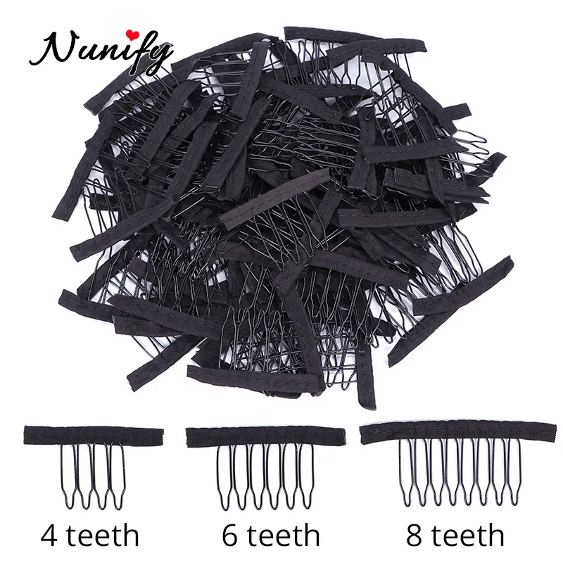 Top Trends: Nunify Wig Comb Clips 4 Teeth Hair Extension Clips Stainless Steel Wig Clips Combs Snap Clips With Rubber For Hair Extension Shoppable Styles