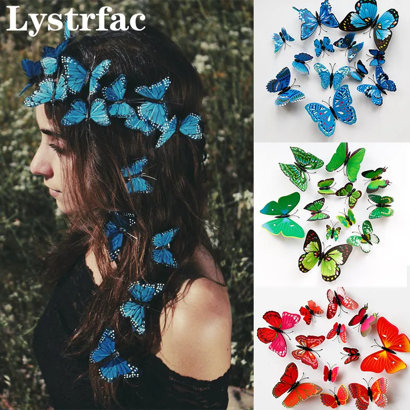 Top Trends: Lystrfac 12Pcs / Bag Butterfly Hairclip For Women Hairpin Hair Ornament Ladies Hairgrips Female Headwear Home Decoration Shoppable Styles