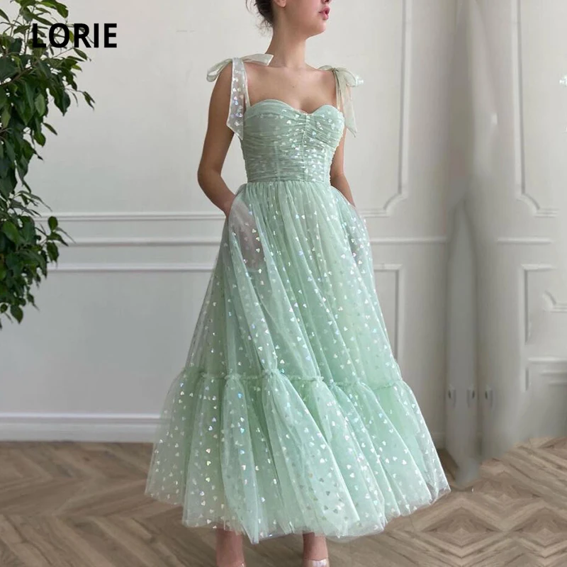 Top Trends: LORIE Shiny Fairy Prom Dresses Sweetheart Mint Green Tulle Tea Length Wedding Party Gown Short Graduation Robes De Cocktail Shoppable Styles