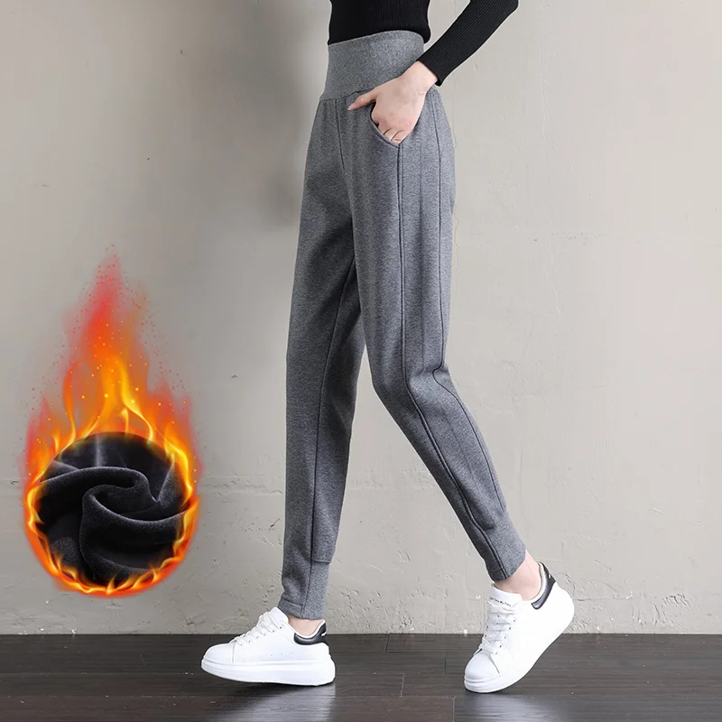 Top Trends: Joggers Women Plus Size Thick Warm Winter Sweatpants Outwear Gem Velet On Fleece Female Trousers Sport Casual Pants Suits Loose Shoppable Styles